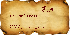 Bajkó Anett névjegykártya